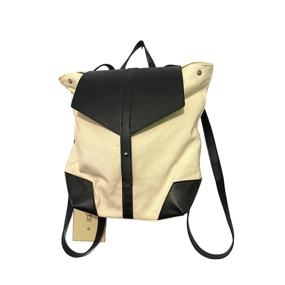 Deux Lux Canvas & Vegan Leather Backpack Adjustable Straps Interior‎ Pocket